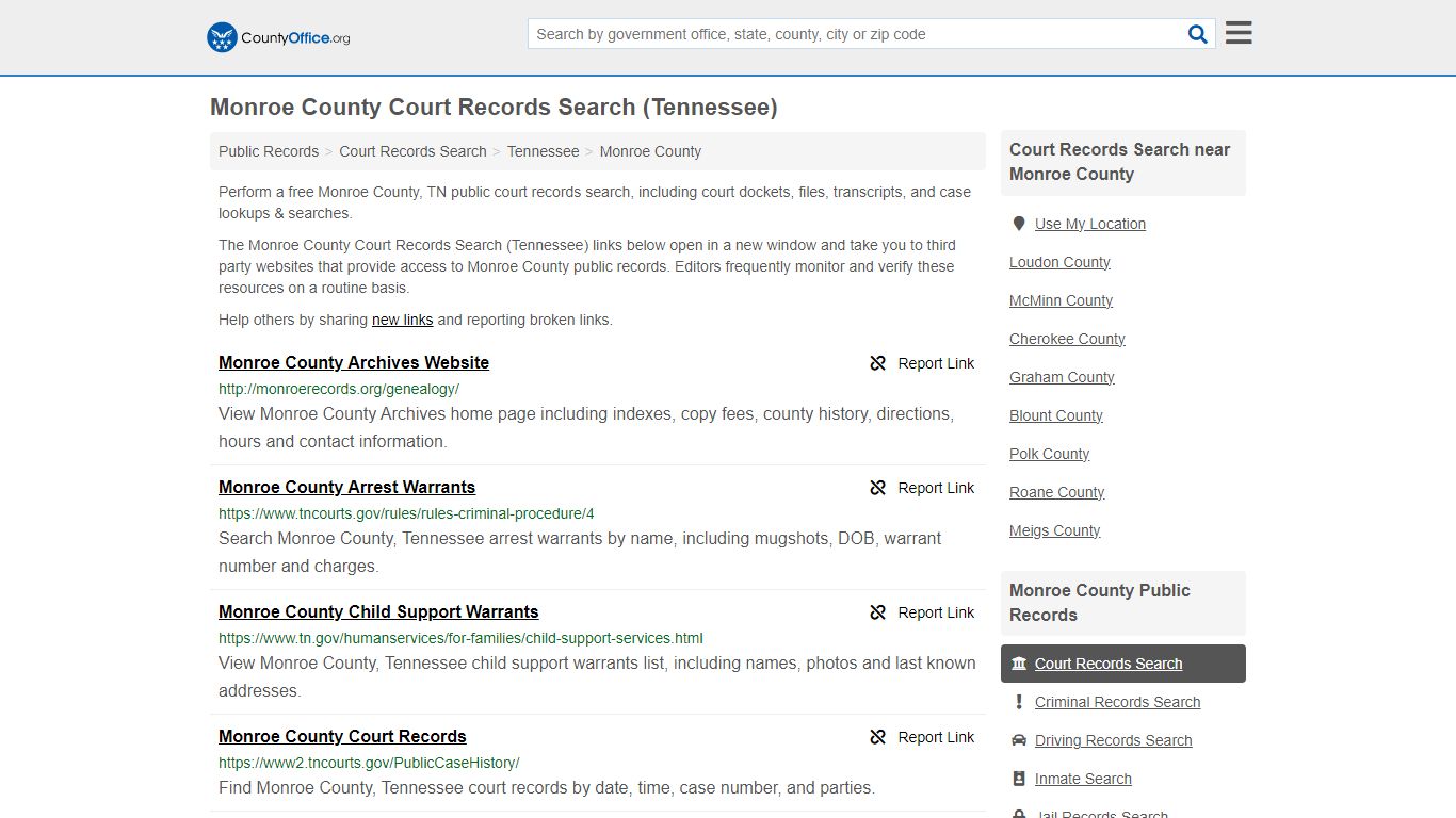 Monroe County Court Records Search (Tennessee) - County Office