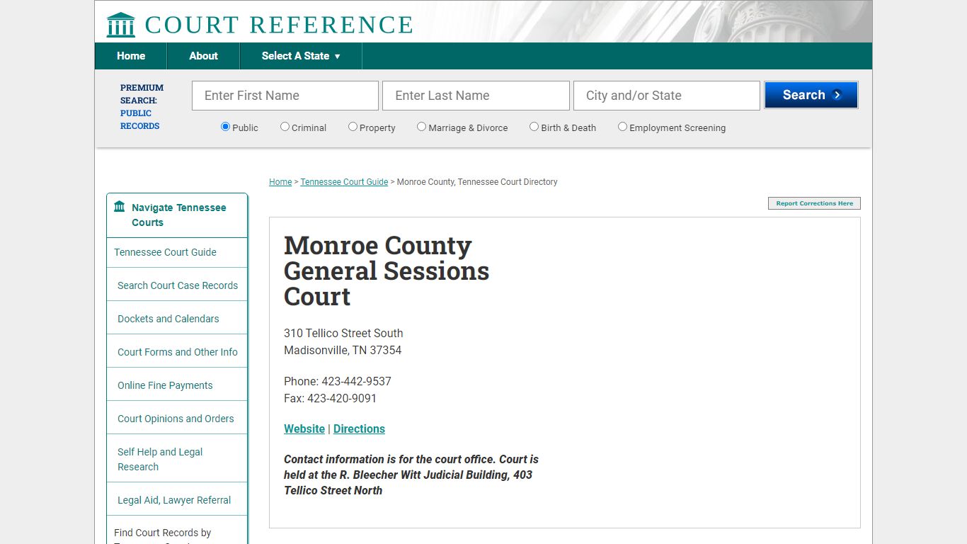 Monroe County General Sessions Court - CourtReference.com